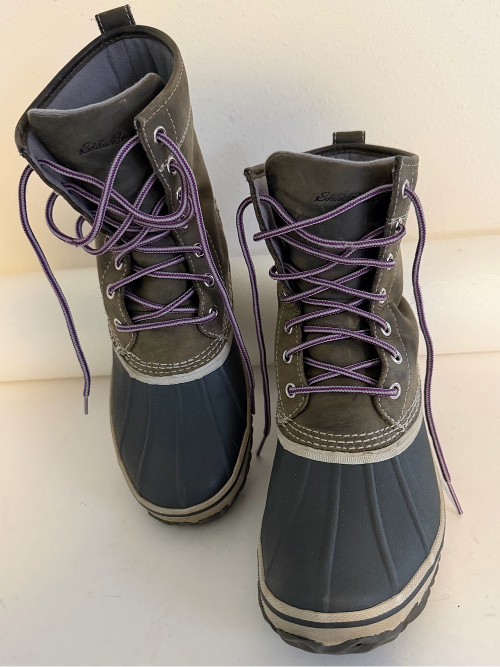 Eddie Bauer Hunt Pac Mid Waterproof Winter Duck Boots Gray/Green Women's 8